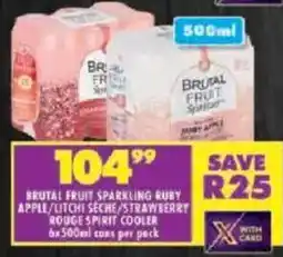 Shoprite Brutal fruit sparkling ruby apple/litchi seche/strawberry rouge spirit cooler cans offer