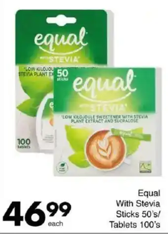 Save Equal With Stevia Sticks/ Tablets offer