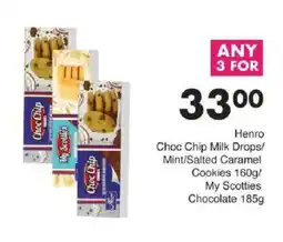 Save Henro Choc Chip Milk Drops/ Mint/Salted Caramel Cookies/ My Scotties Chocolate offer