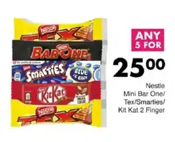 Save Nestle Mini Bar One/ Tex/Smarties/ Kit Kat 2 Finger offer