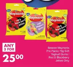 Save Beacon Maynards Pre Packs Soft Yoghurt Gums/ Red & Blackberry Jellies Only offer