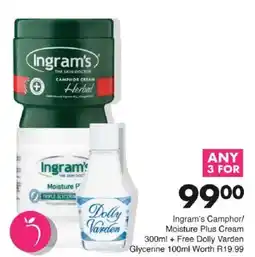 Save Ingram's Camphor/ Moisture Plus Cream + Free Dolly Varden Glycerine offer