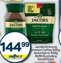 Pick n Pay Jacobs Krönung Instant Coffee 200g Assorted or 230g Refill (Excluding Decaf) Each offer