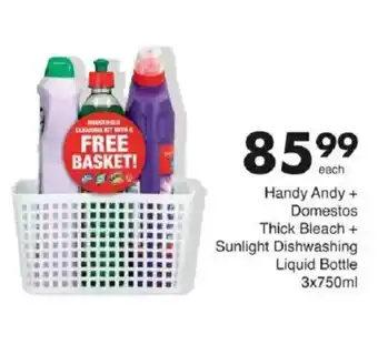 Save Handy Andy + Domestos Thick Bleach + Sunlight Dishwashing Liquid Bottle offer