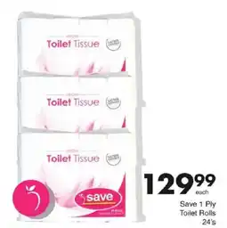 Save Save 1 Ply Toilet Rolls offer