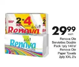 Save Renova Ole Serviettes Double Pack 1ply/ Renova Ole Paper Towels 2ply XXL offer
