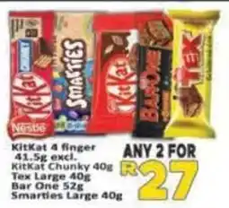 Supa Store Nestle KitKat 4 finger excl. KitKat Chunky, Tex Large, Bar One, Smarties Large offer