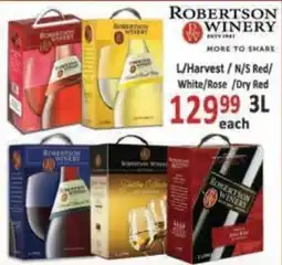 Supa Store ROBERTSON WINERY L/Harvest /N/S Red/ White/Rose/Dry Red offer