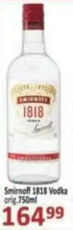 Supa Store Smirnoff 1818 Vodka orig. offer