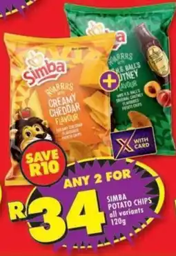 Shoprite Simba potato chips all variants offer