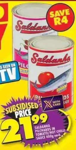 Shoprite Saldanha pilchards in tomato/hot chilli sauce offer