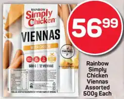 Pick n Pay Rainbow Simply Chicken Viennas Assorted 500g Each offer