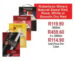 Johnny's Liquor Hypermarket Robertson Winery Natural Sweet Red, Rose, White or Smooth Dry Red offer