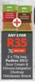 Checkers Padkos BBQ/ Sour Cream & Chives/Jalapeño Chutney Chickpeas Snack offer
