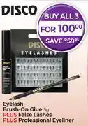 Dis-Chem Disco Eyelash Brush On Glue 5g Plus False Lashes Plus Professional Eyeliner-All 3 offer