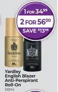 Dis-Chem Yardley English Blazer Anti Perspirant Roll On-50ml offer