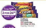Dis-Chem Cadbury Crunchie Or Lunch Bar Or 5 Star Or P.S Assorted-40g/48g offer
