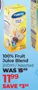 Dis-Chem Purity 100% Fruit Juice Blend Assorted-200ml offer