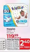 Dis-Chem Baby Things Nappies Sizes 1-4 50 Pack-Per Pack offer
