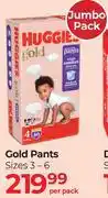 Dis-Chem Huggies Gold Pants Sizes 3-6 Jumbo Pack-Per Pack offer