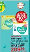Dis-Chem Pampers Value Pack Baby Wipes 6 x 56 Sensitive Wipes/6 x 64 Fresh Wipes-Per Pack offer