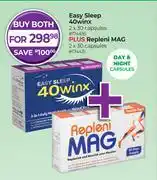 Dis-Chem Easy Sleep 40 Winx 2 x 30 Capsules Plus Repleni MAG 2 x 30 Capsules-For Both offer