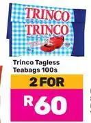 Game Trinco Tagless Teabags-For 2 x 100s Pack offer