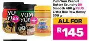 Game Yum Yum Peanut Butter (Crunchy Or Smooth) 400g Plus Little Bee Raw Honey 500g-For All offer