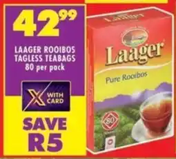 Shoprite Laager rooibos tagless teabags offer