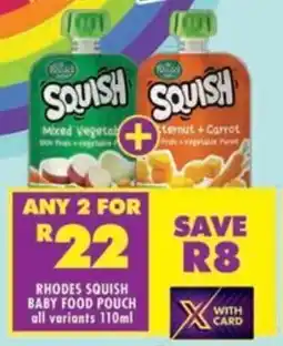 Shoprite Rhodes squish baby food pouch all variants offer