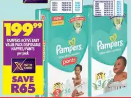 Shoprite Pampers active baby value pack disposable nappies/pants offer