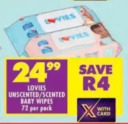Shoprite Lovies unscented/scented baby wipes offer