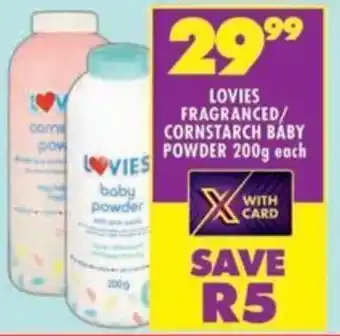 Shoprite Lovies fragranced/ cornstarch baby powder offer