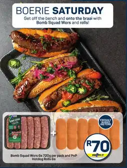 Pick n Pay Hypermarket Bomb Squad Wors and PnP Hotdog Rolls offer