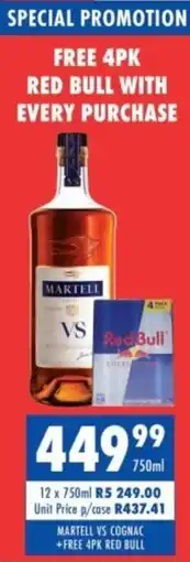 Ultra Liquors Martell vs cognac + free red bull offer
