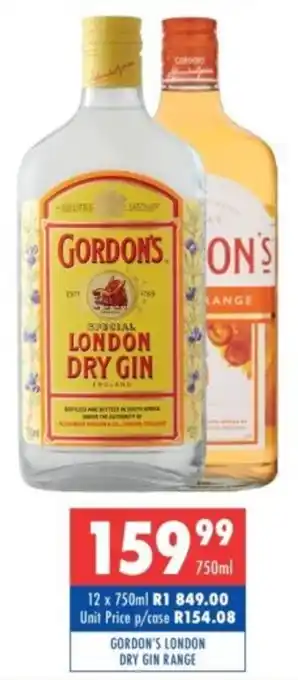 Ultra Liquors Gordon's london dry gin range offer
