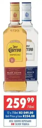 Ultra Liquors Jose cuervo reposado or silver tequila offer