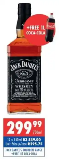 Ultra Liquors Jack daniel's bourbon range +free coca-cola offer