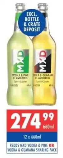 Ultra Liquors Redds mxd vodka & pine or vodka & guarana sharing pack offer