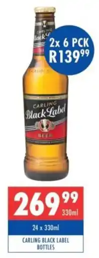 Ultra Liquors Carling black label bottles offer