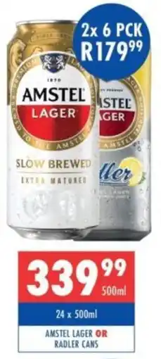 Ultra Liquors Amstel lager or radler cans offer