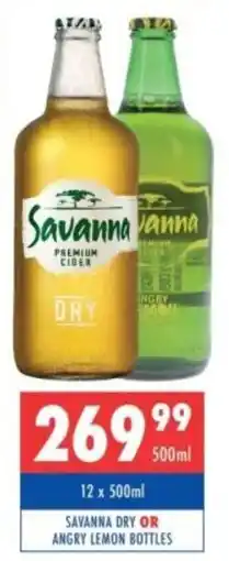 Ultra Liquors Savanna dry or angry lemon bottles offer