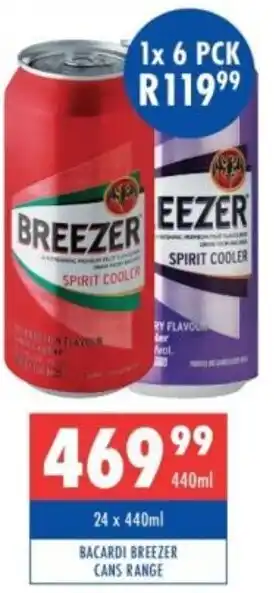 Ultra Liquors Bacardi breezer cans range offer
