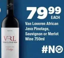 OK Foods Van Loveren African Java Pinotage, Sauvignon or Merlot Wine offer
