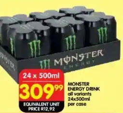 Shoprite Monster energy drink all variants offer