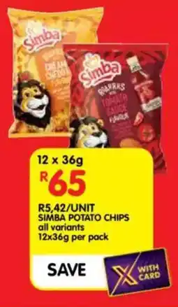 Shoprite Simba potato chips all variants offer