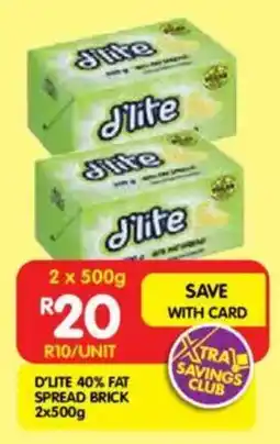 Shoprite D'lite 40% fat spread brick offer