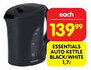 Shoprite Essentials auto kettle black/white offer