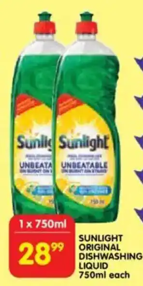 Shoprite Sunlight original dishwashing liquid offer