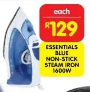 Shoprite Essentials blue non-stick steam iron 1600w offer